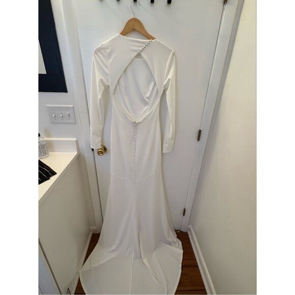 Lulus Eloquent Endearment White Long Sleeve Backless Maxi Dress Size XL Wedding - Picture 3 of 9